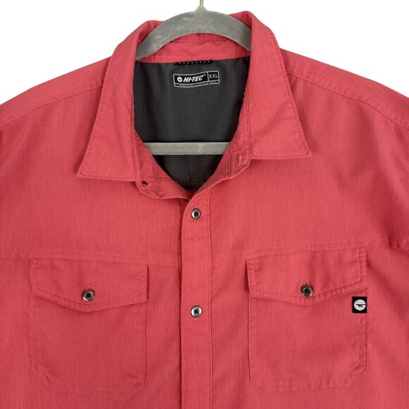 Hi-Tec Shirt Men's 2XL Red Short Sleeve Button Front Mesh Lined Chest Pockets - Picture 3 of 11